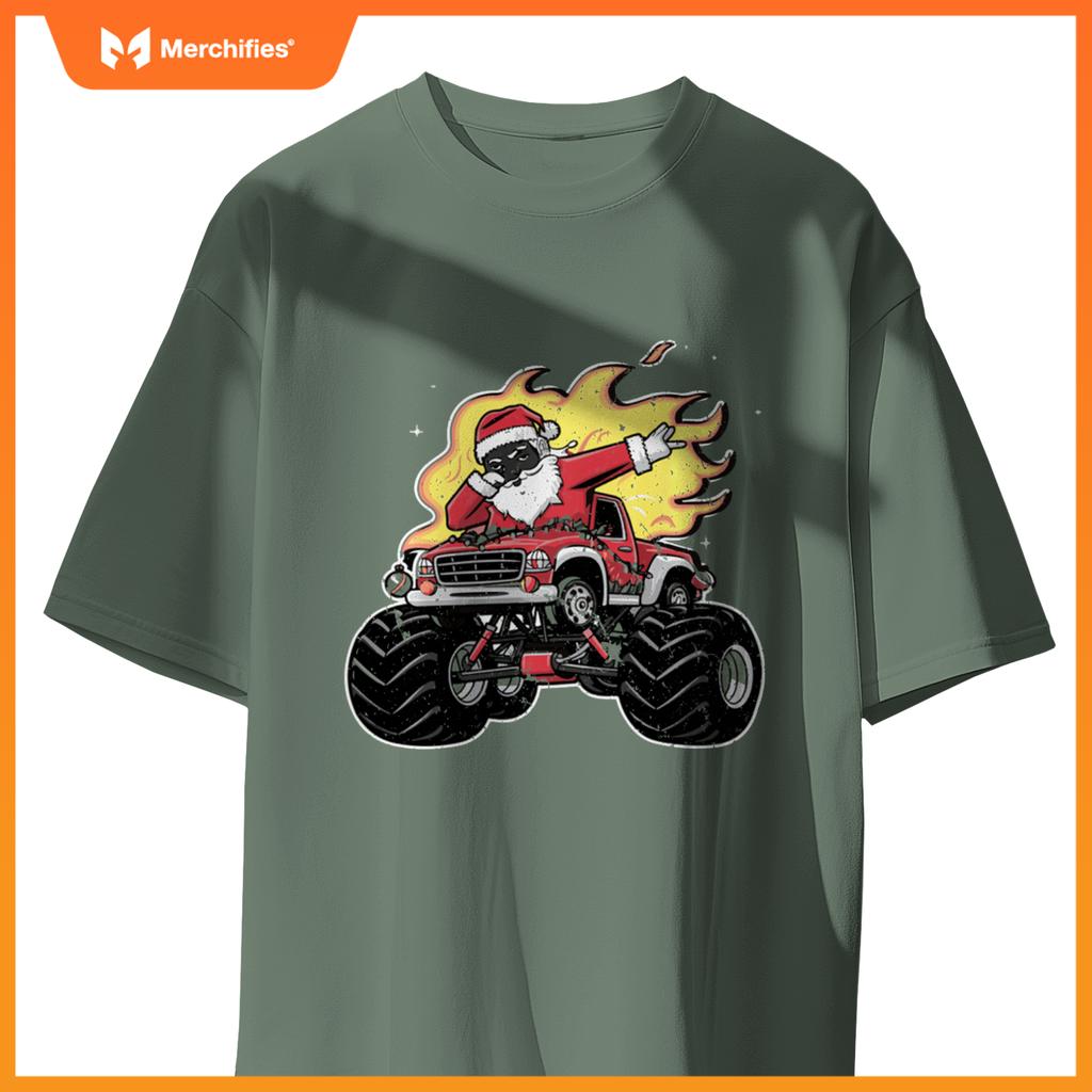 Black Monster Black Truck Boys Xmas Christmas Funny Xmas T-Shirt