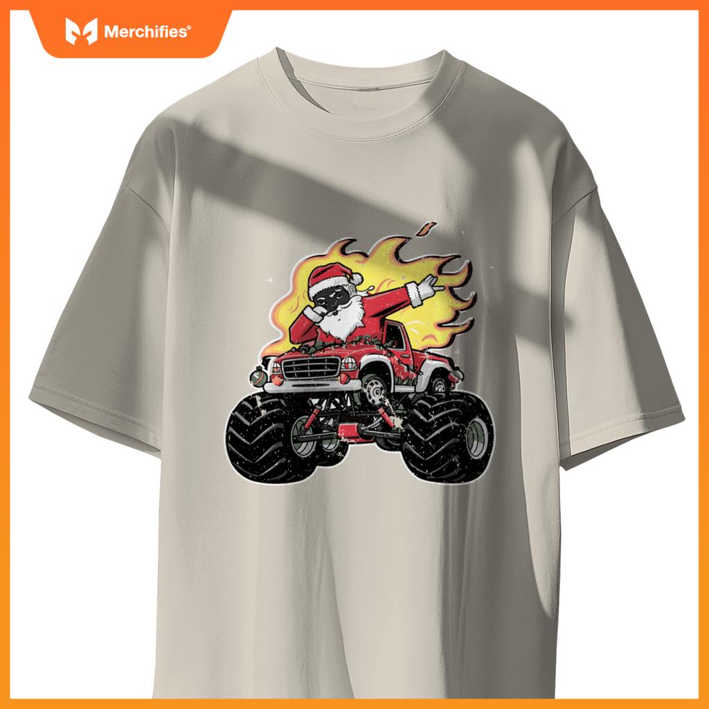 Black Monster Black Truck Boys Xmas Christmas Funny Xmas T-Shirt