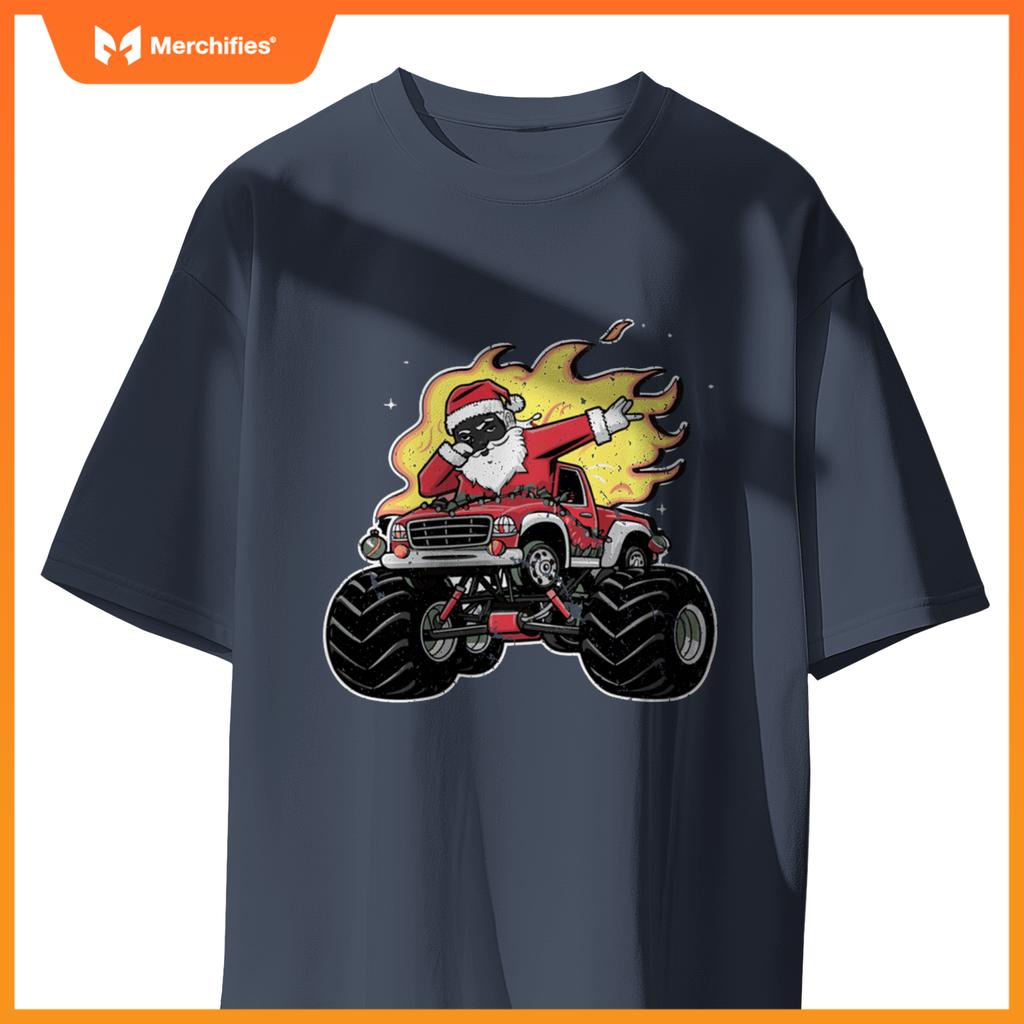 Black Monster Black Truck Boys Xmas Christmas Funny Xmas T-Shirt