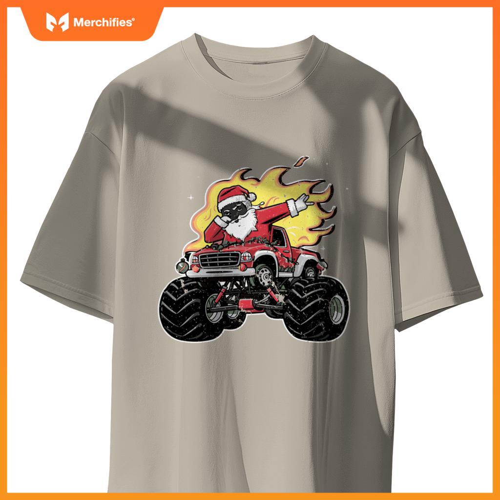 Black Monster Black Truck Boys Xmas Christmas Funny Xmas T-Shirt