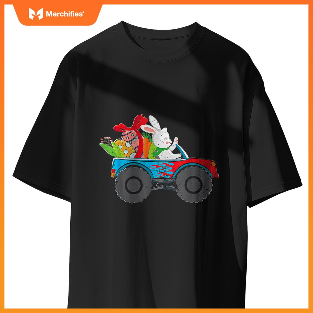 Kids Easter Rabbit Riding Monster Truck  Boys Girls T-Shirt