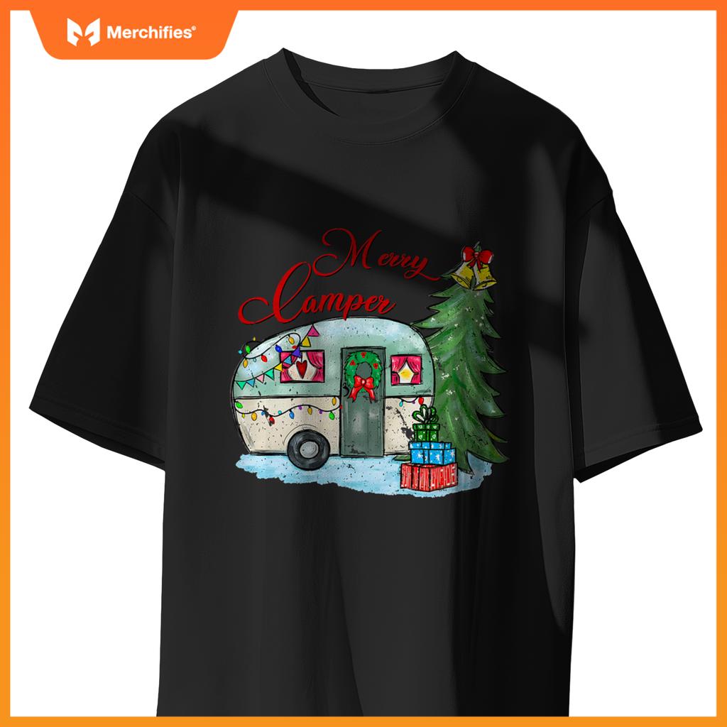 Merry Camper Christmas Santa Camper Camping Truck Xmas Tree T-Shirt