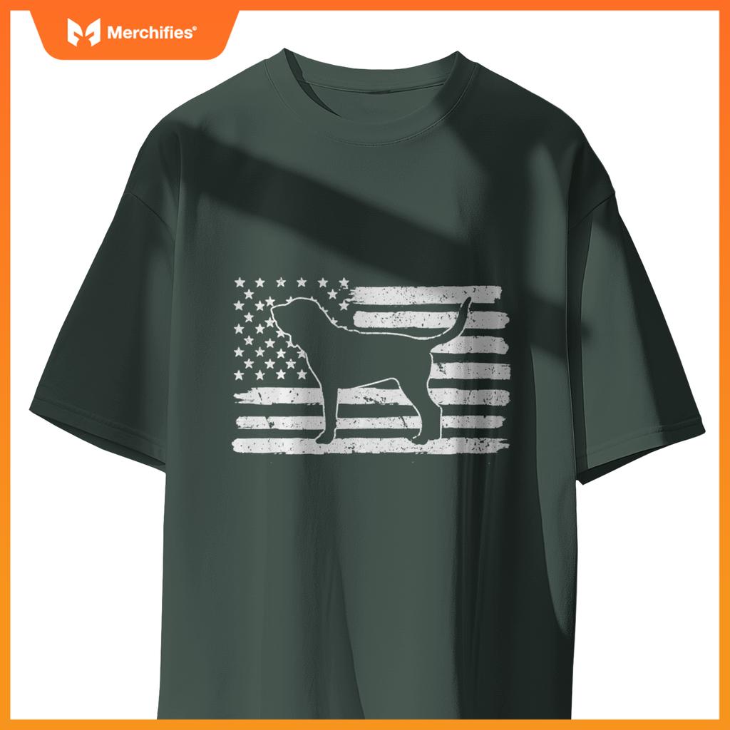Bloodhound Dog USA Flag 4th of July Patriotic T-Shirt
