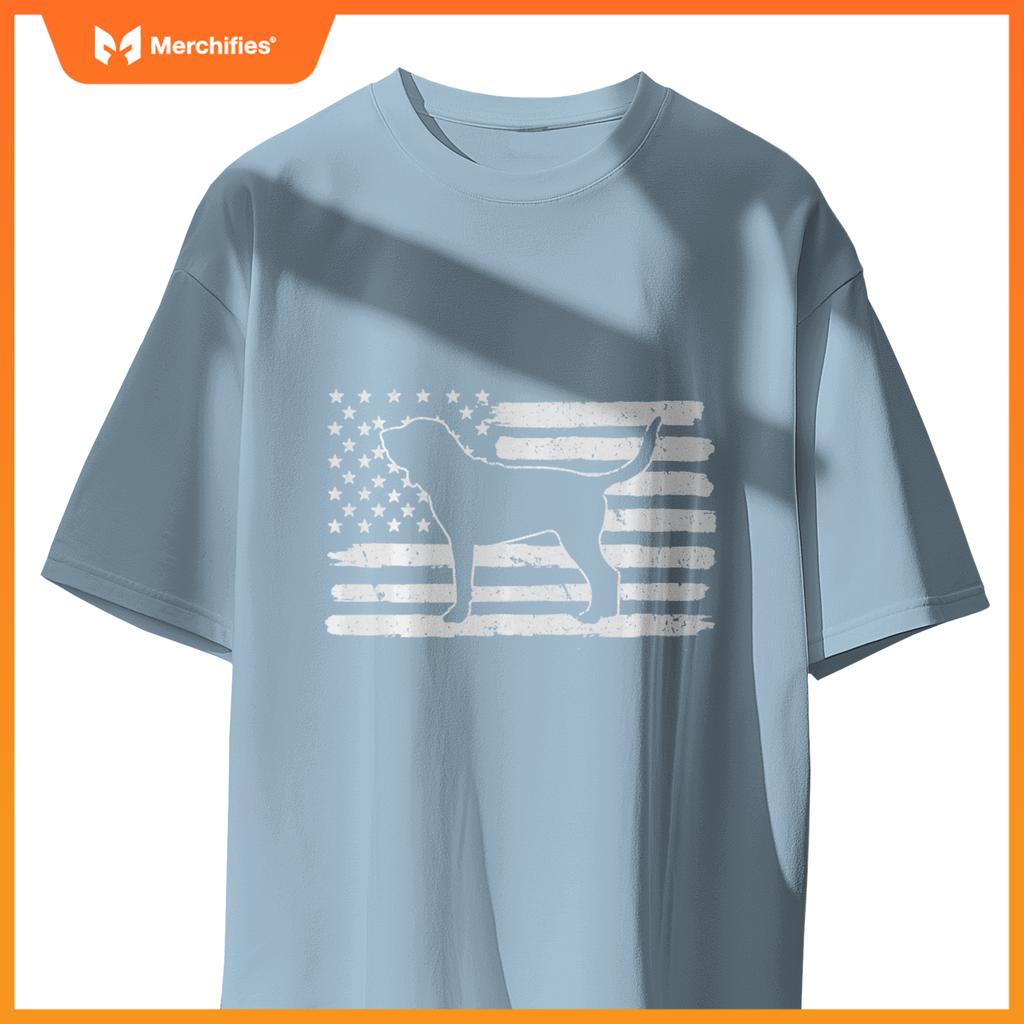 Bloodhound Dog USA Flag 4th of July Patriotic T-Shirt