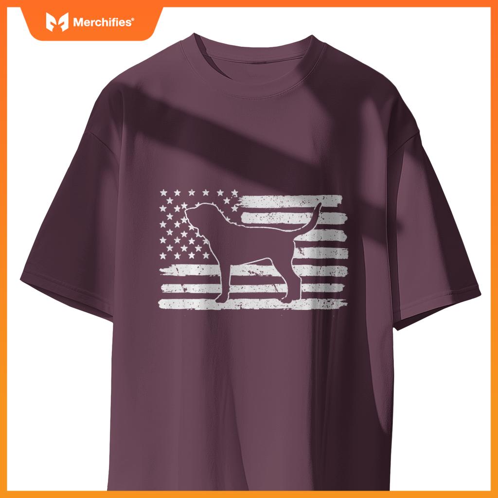 Bloodhound Dog USA Flag 4th of July Patriotic T-Shirt