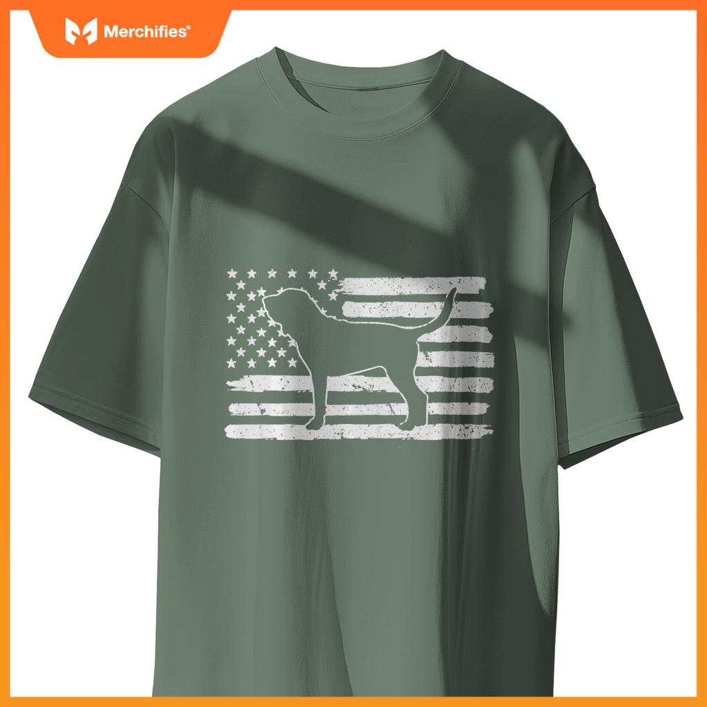 Bloodhound Dog USA Flag 4th of July Patriotic T-Shirt