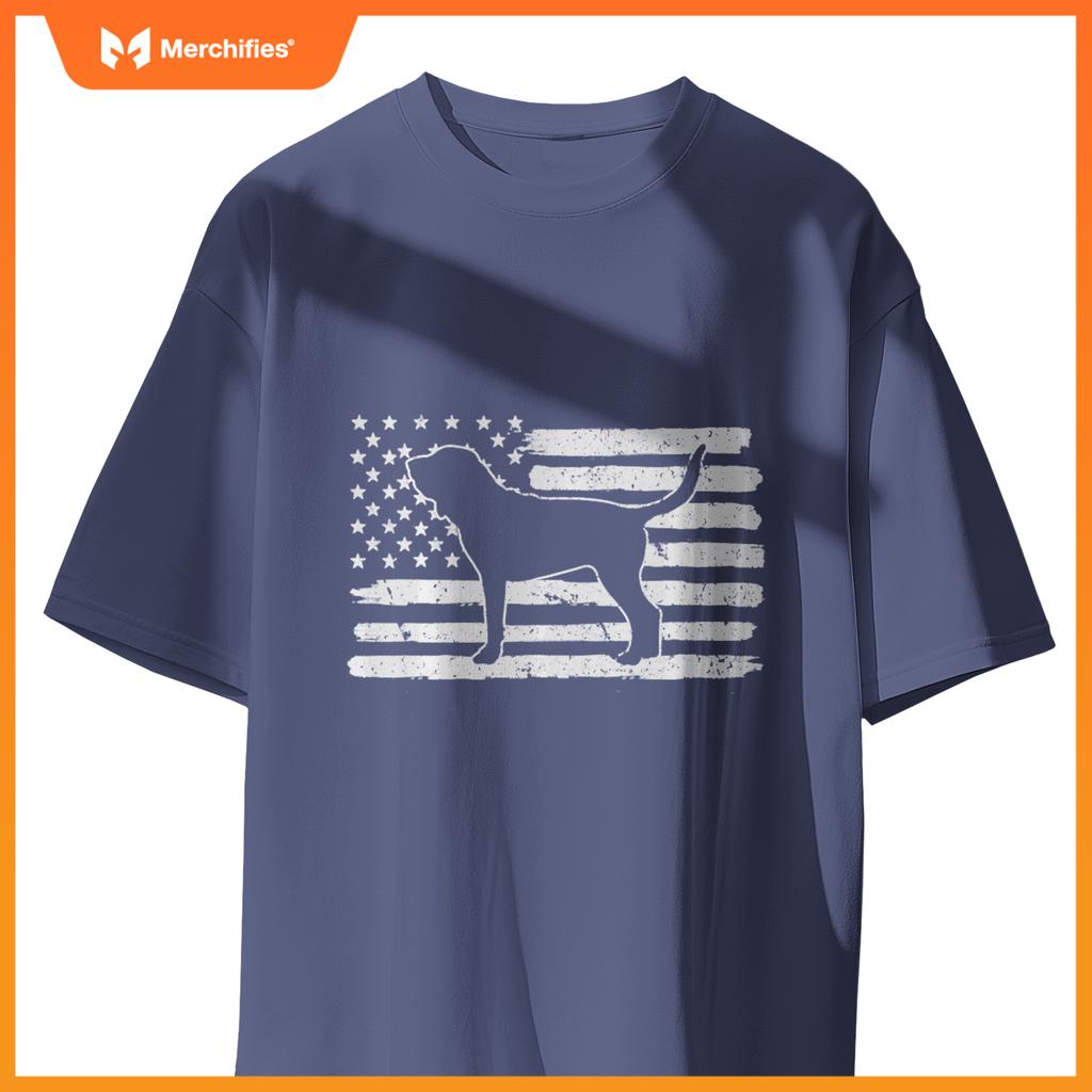 Bloodhound Dog USA Flag 4th of July Patriotic T-Shirt