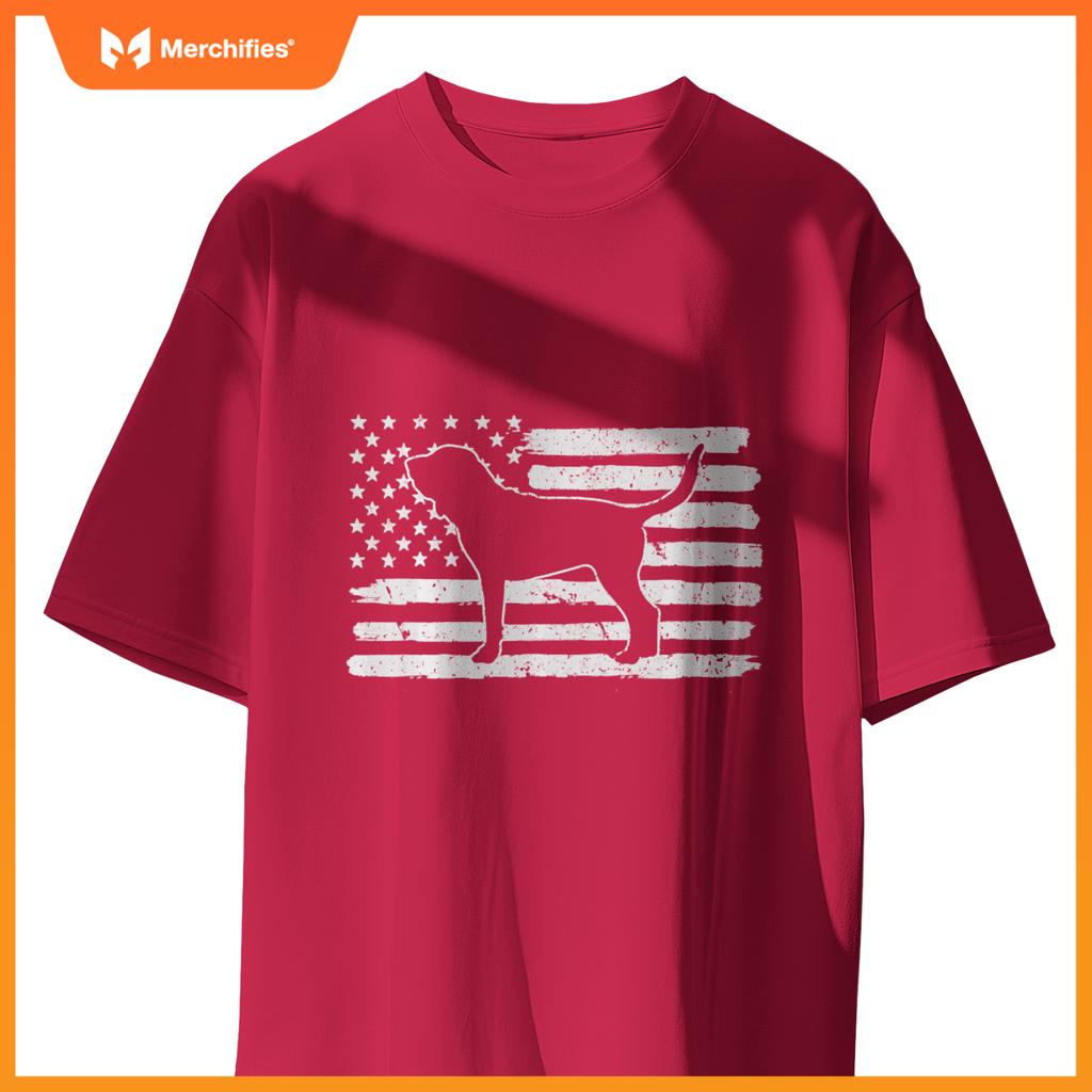 Bloodhound Dog USA Flag 4th of July Patriotic T-Shirt