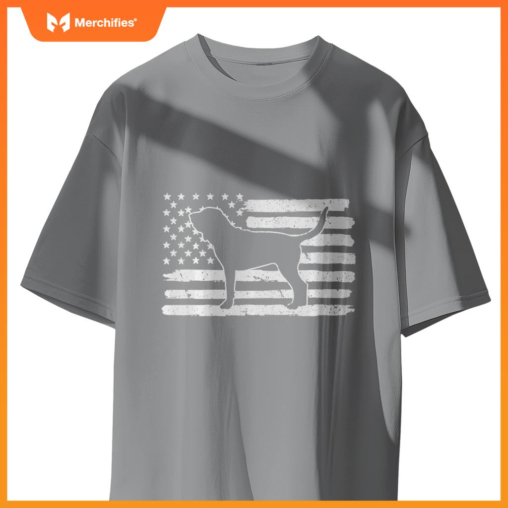 Bloodhound Dog USA Flag 4th of July Patriotic T-Shirt
