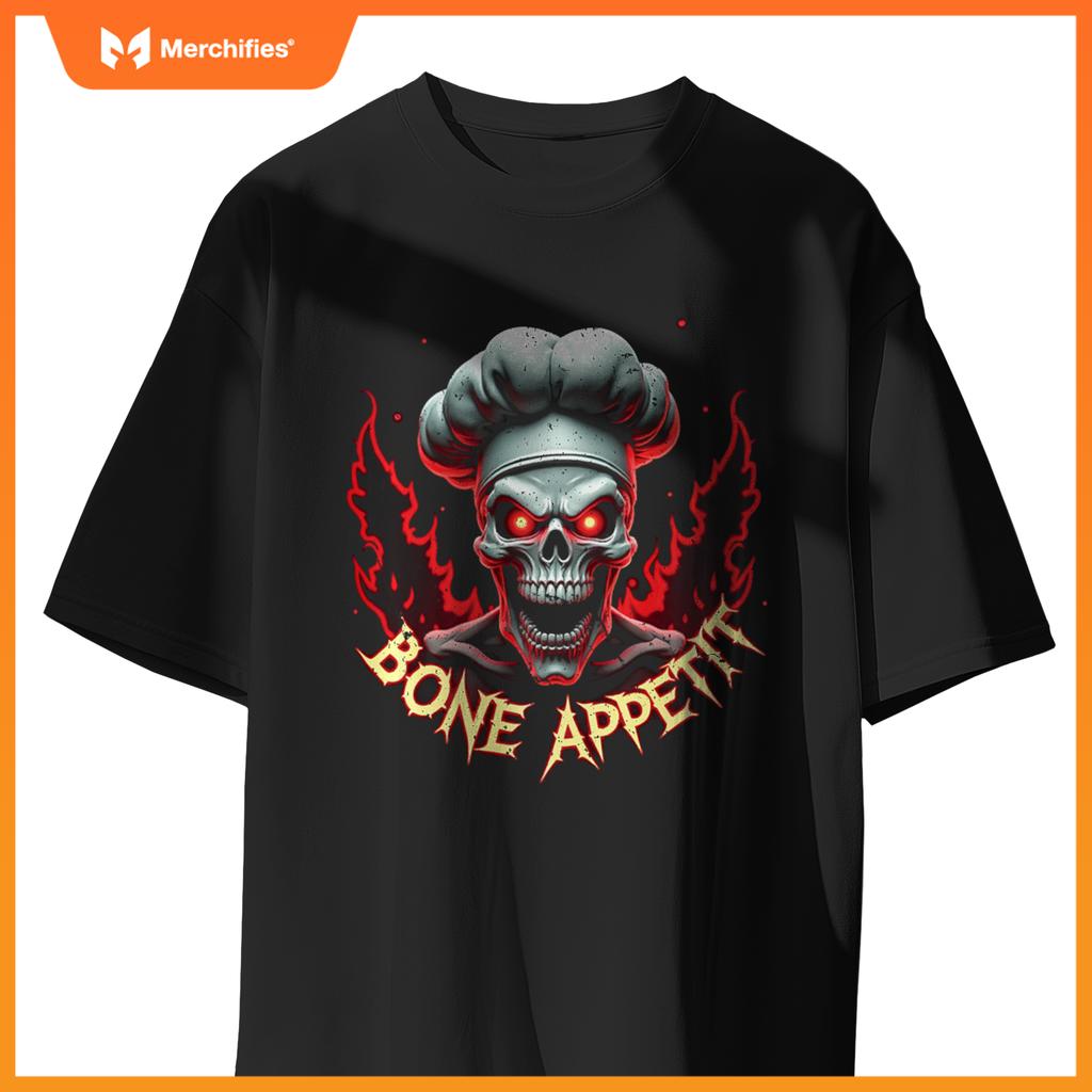 Bone Appetit Skeleton Chef Meme Scary Skull Funny Halloween T-Shirt