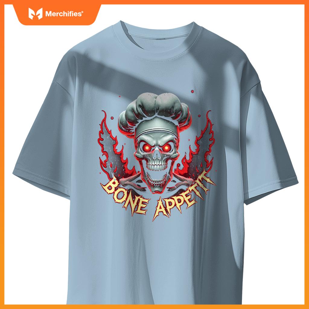 Bone Appetit Skeleton Chef Meme Scary Skull Funny Halloween T-Shirt