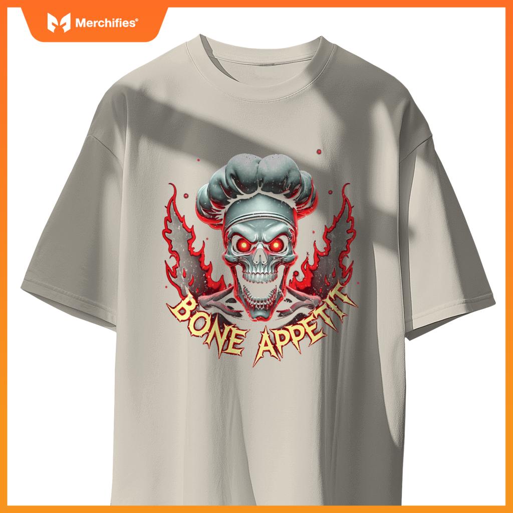 Bone Appetit Skeleton Chef Meme Scary Skull Funny Halloween T-Shirt