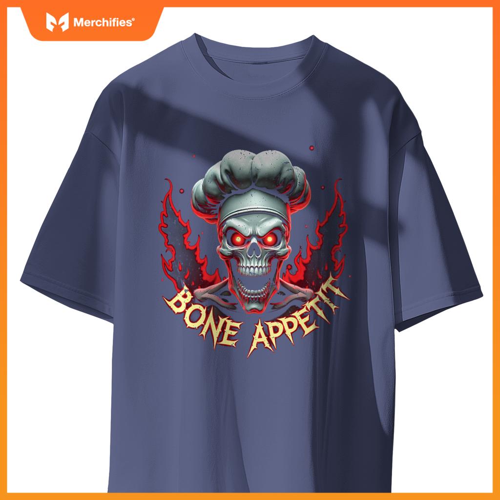 Bone Appetit Skeleton Chef Meme Scary Skull Funny Halloween T-Shirt