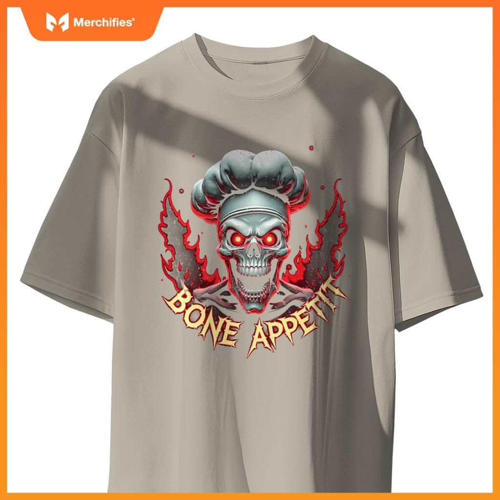 Bone Appetit Skeleton Chef Meme Scary Skull Funny Halloween T-Shirt