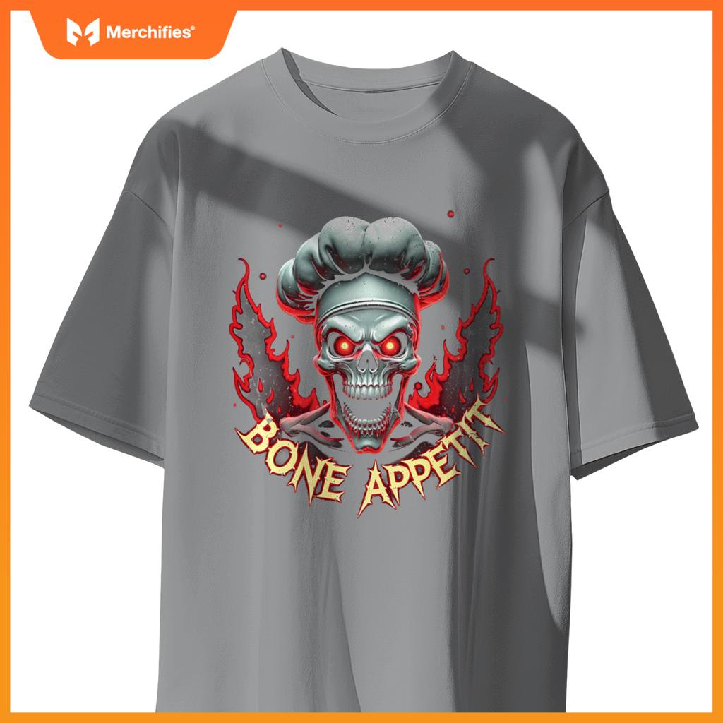 Bone Appetit Skeleton Chef Meme Scary Skull Funny Halloween T-Shirt