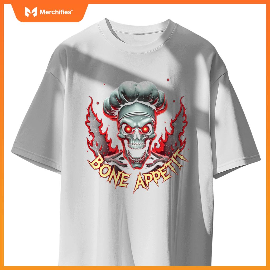 Bone Appetit Skeleton Chef Meme Scary Skull Funny Halloween T-Shirt