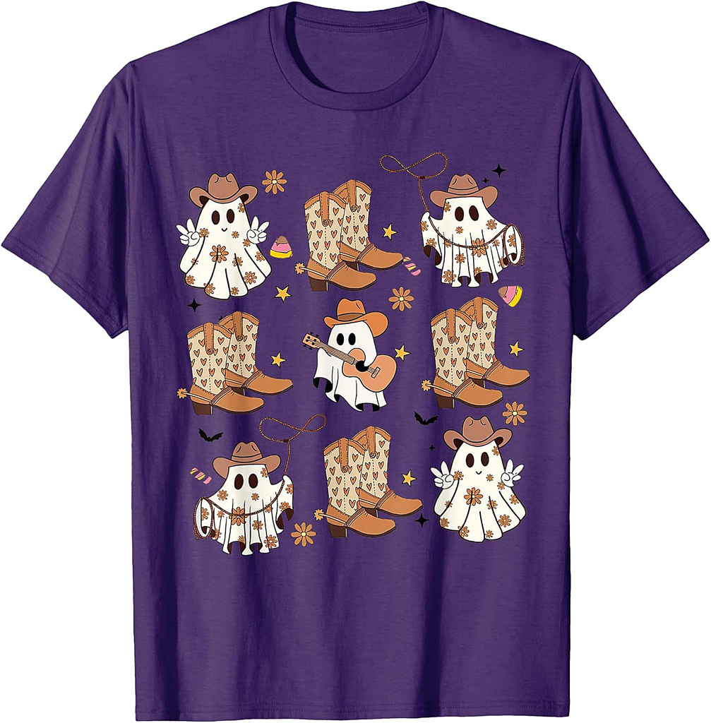 BooHaw Shirt Ghost Halloween Cowboy Boots Cowgirl Costume T-Shirt