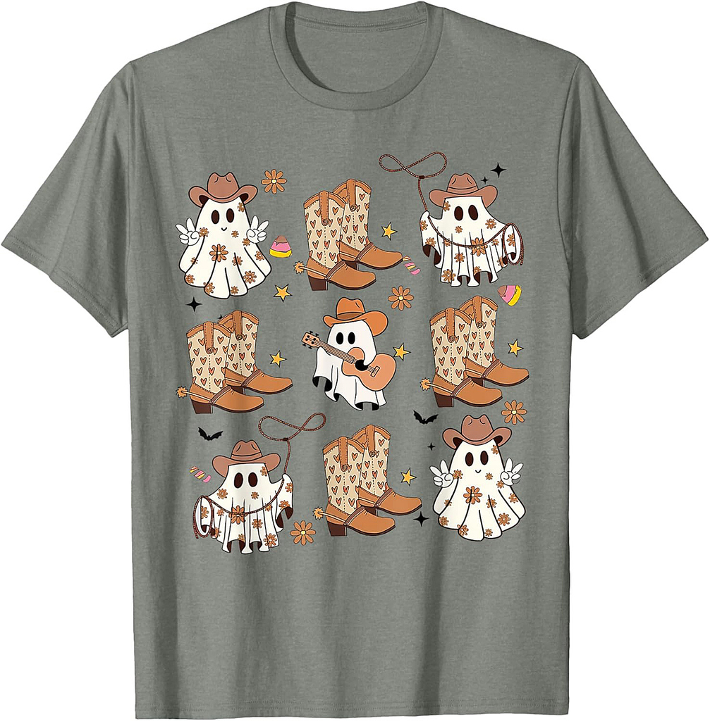 BooHaw Shirt Ghost Halloween Cowboy Boots Cowgirl Costume T-Shirt