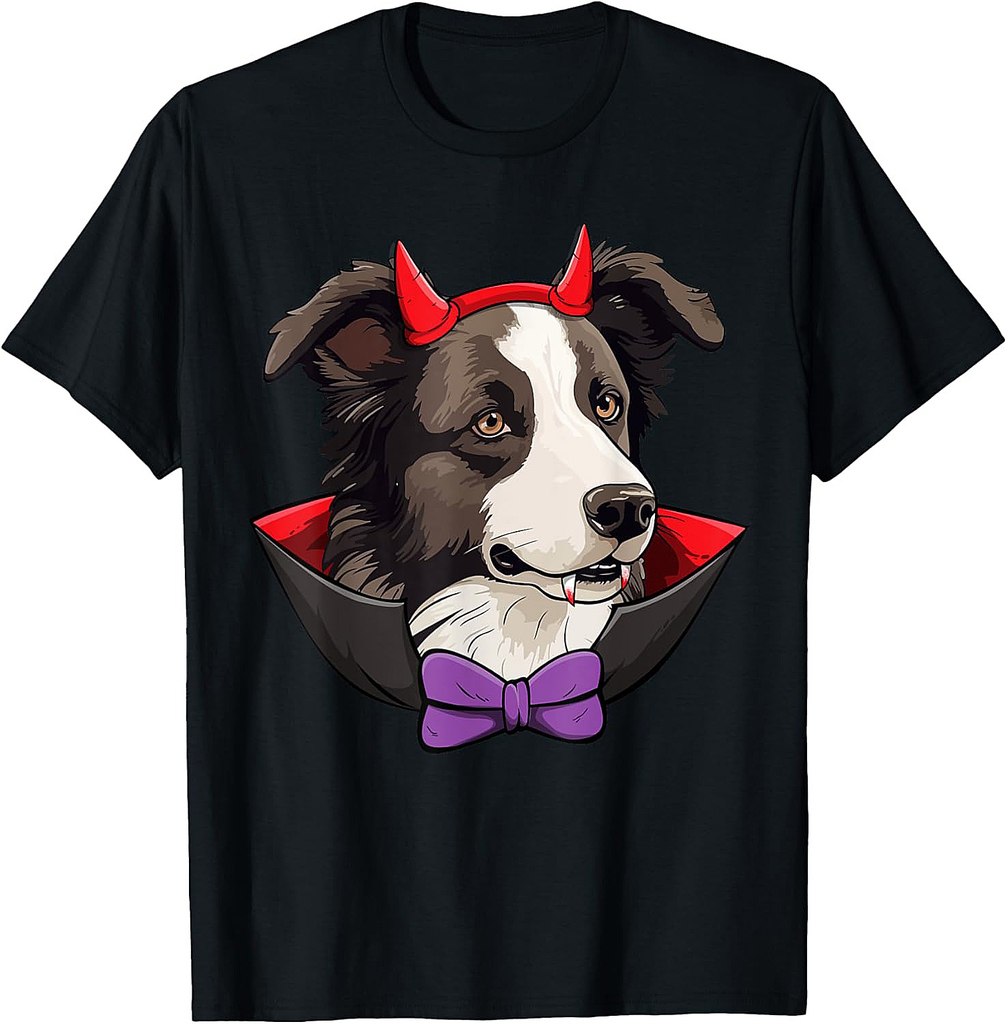 Border Collie Dog Vampire Halloween Costume T-Shirt