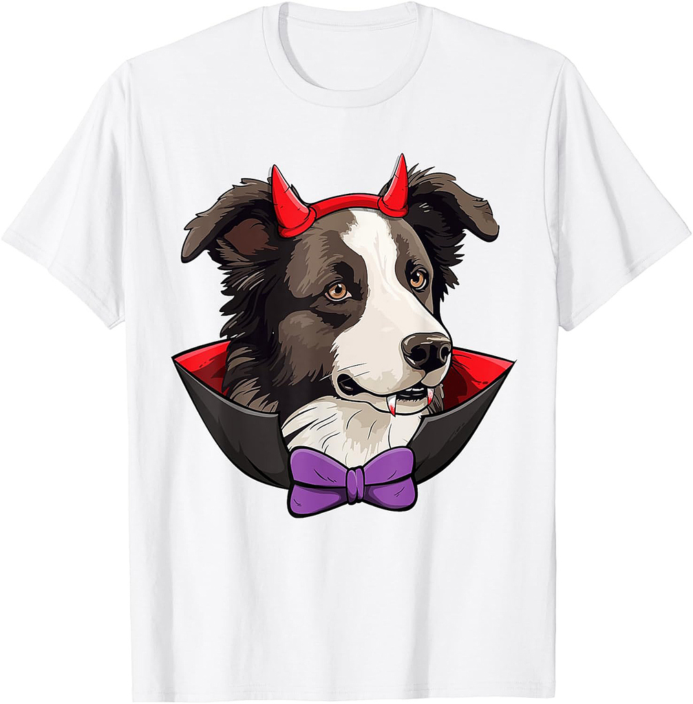 Border Collie Dog Vampire Halloween Costume T-Shirt