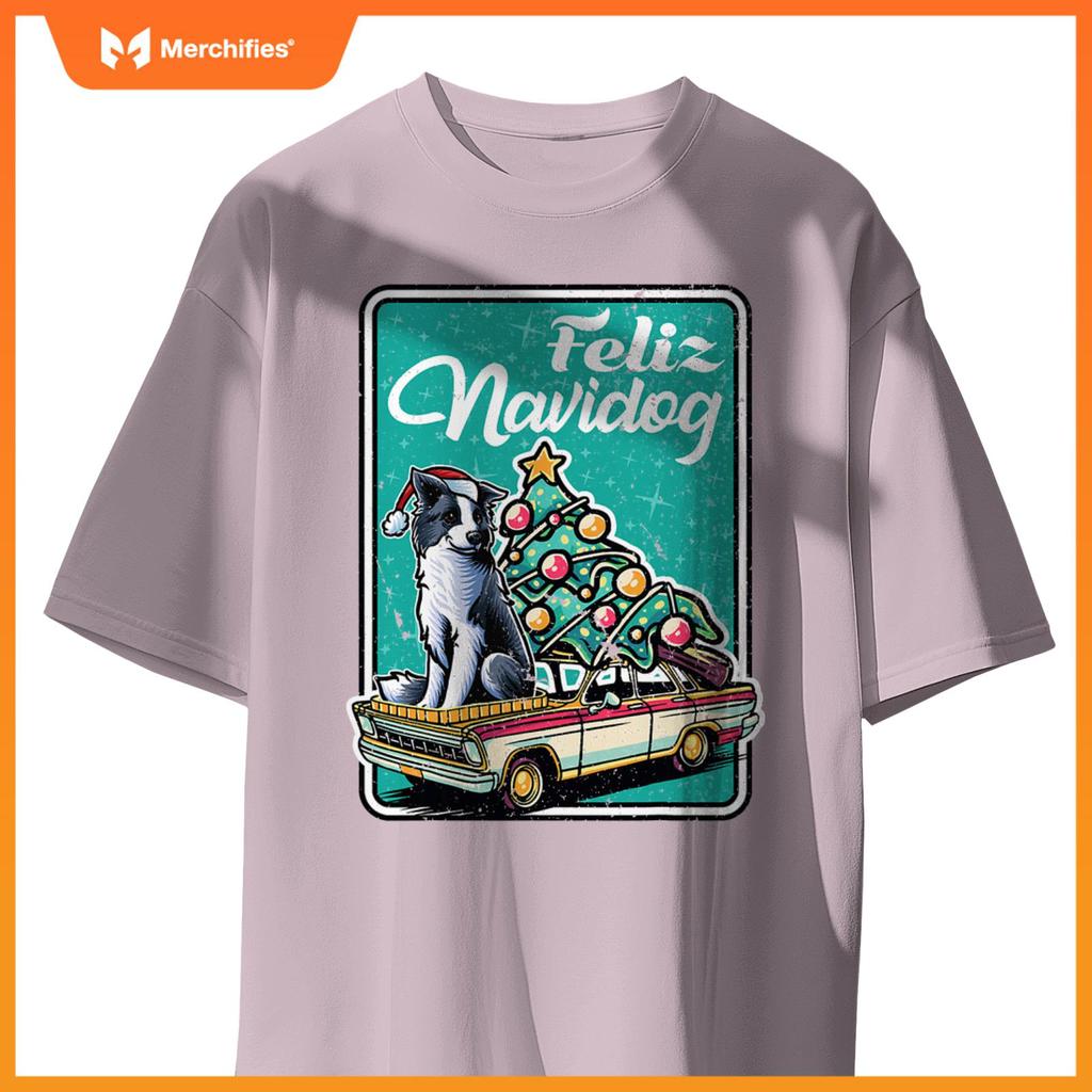 Border Collie Merry Christmas Tree Truck Dog X-Mas Dogs T-Shirt