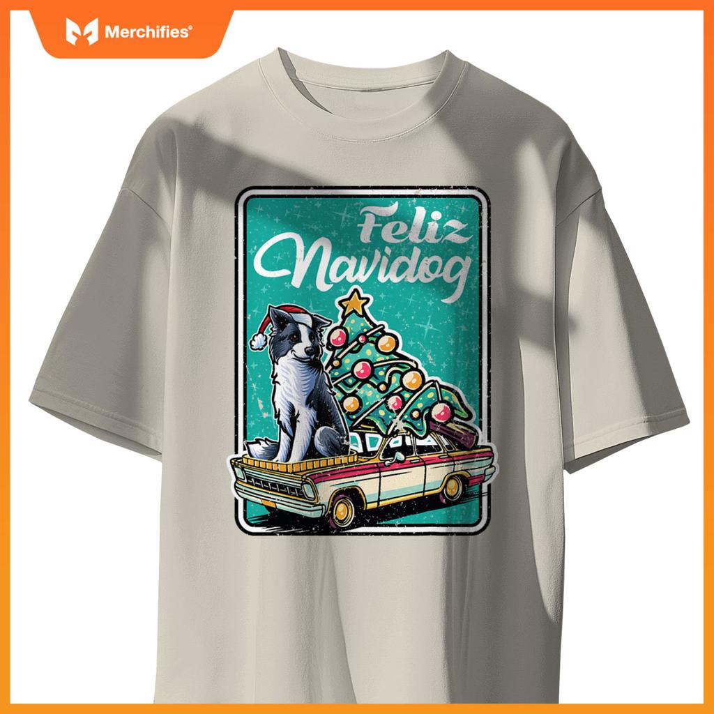 Border Collie Merry Christmas Tree Truck Dog X-Mas Dogs T-Shirt