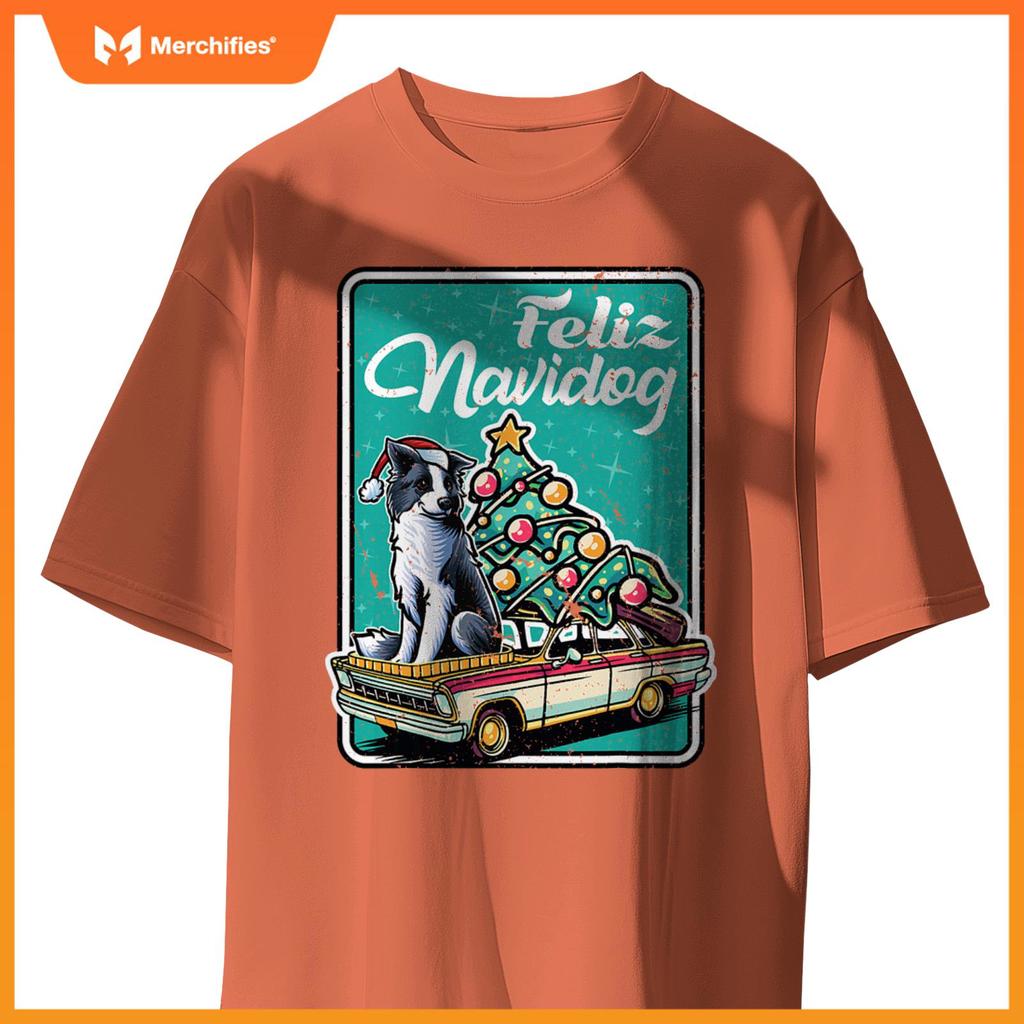 Border Collie Merry Christmas Tree Truck Dog X-Mas Dogs T-Shirt