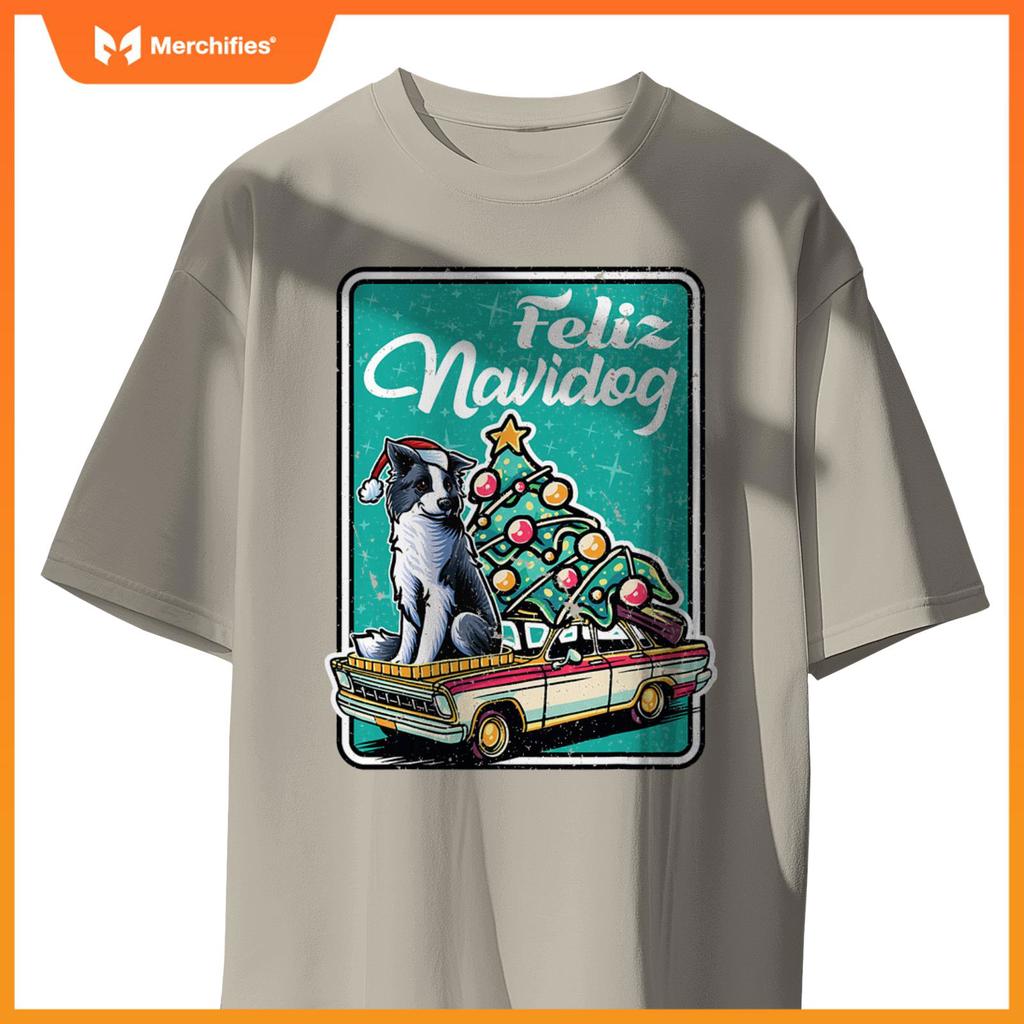 Border Collie Merry Christmas Tree Truck Dog X-Mas Dogs T-Shirt