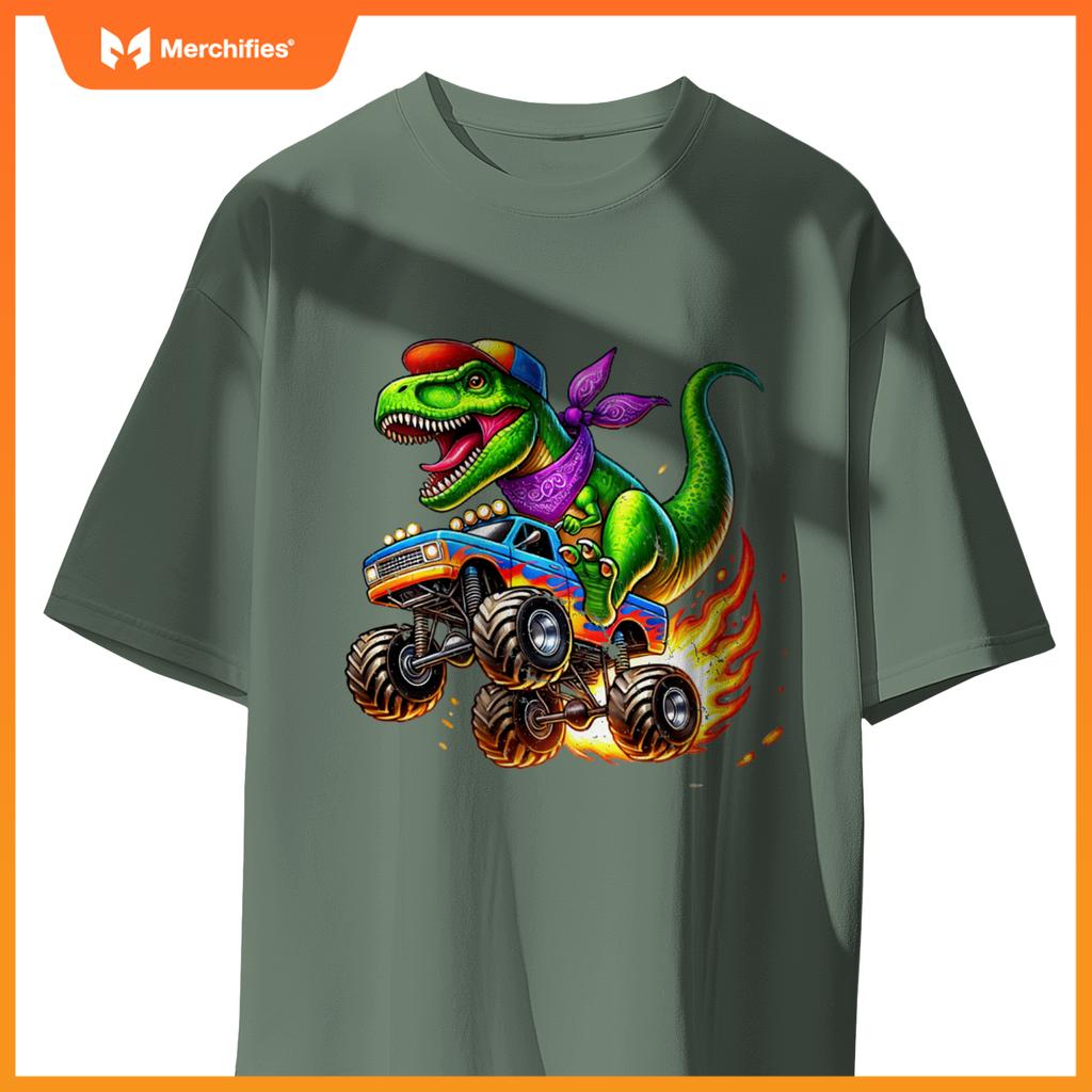 Boys Dinosaur for Men or Kids Monster Truck Toddler T-Shirt