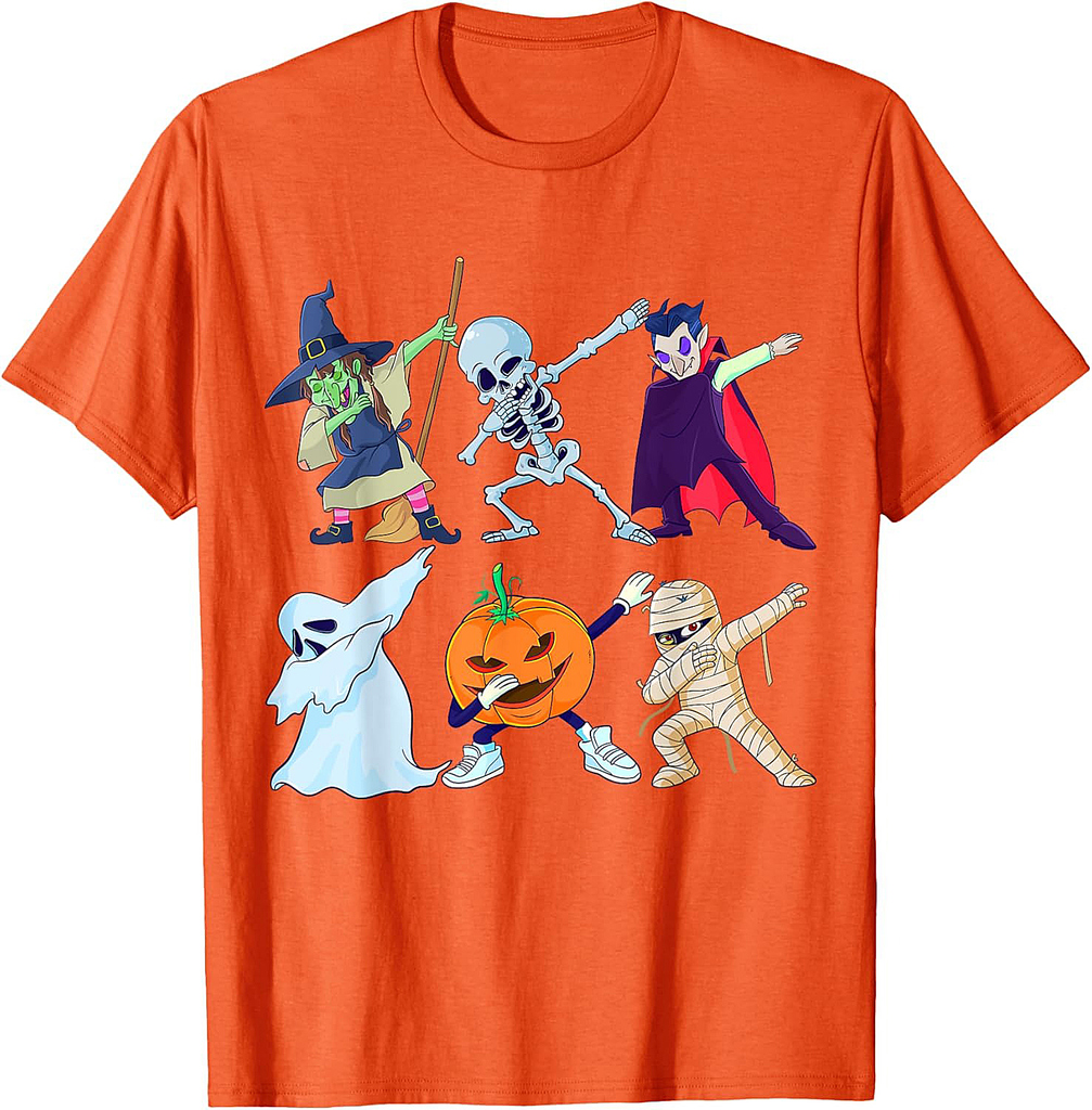 Boys Halloween Dabbing Skeleton Pumpkin Dab Costume Kids T-Shirt