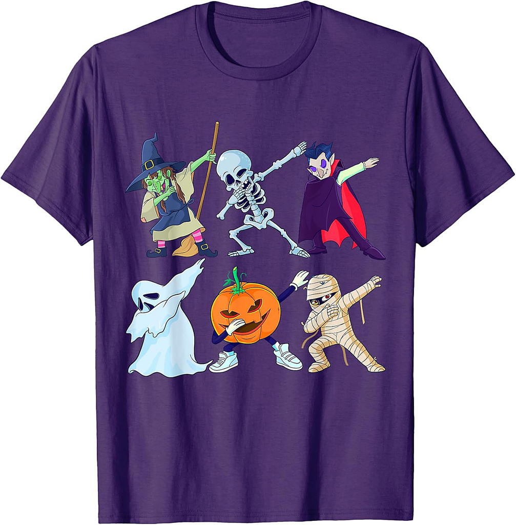 Boys Halloween Dabbing Skeleton Pumpkin Dab Costume Kids T-Shirt