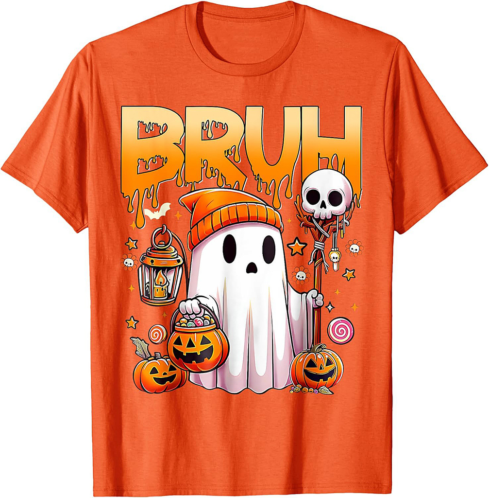 Bruh Ghost Halloween Funny Ghost Candy Kids T-Shirt