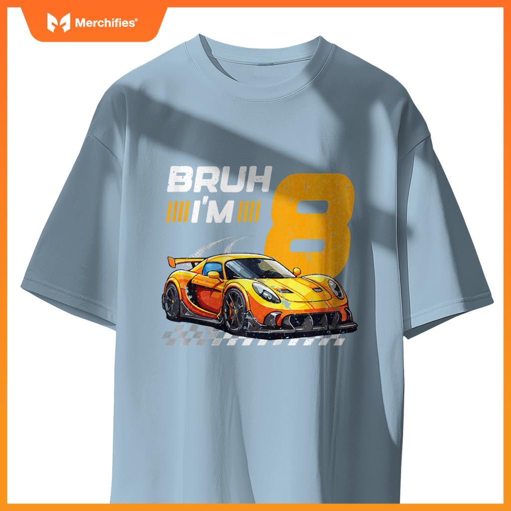 Bruh I'm 8 Birthday Boys Race Car 8 Year 8th Birthday Racing T-Shirt