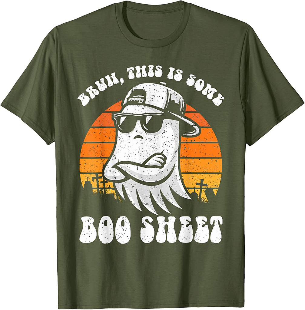 Bruh This Is Some Boo Sheet Funny Halloween Ghost Retro T-Shirt