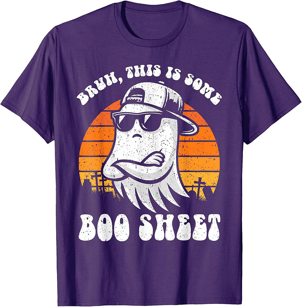 Bruh This Is Some Boo Sheet Funny Halloween Ghost Retro T-Shirt