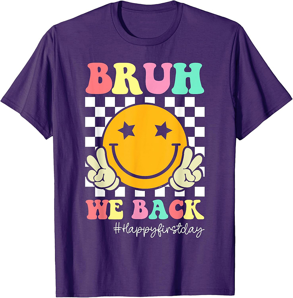 Bruh We Back Teachers Retro Back To School Boys Girls Kids T-Shirt