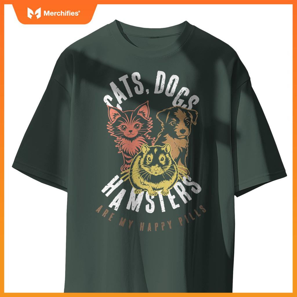 CATS DOGS HAMSTERS HAPPY PILLS PETS LOVE COLOR T-Shirt