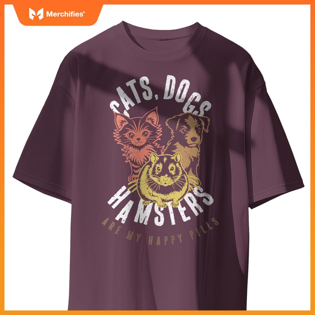 CATS DOGS HAMSTERS HAPPY PILLS PETS LOVE COLOR T-Shirt