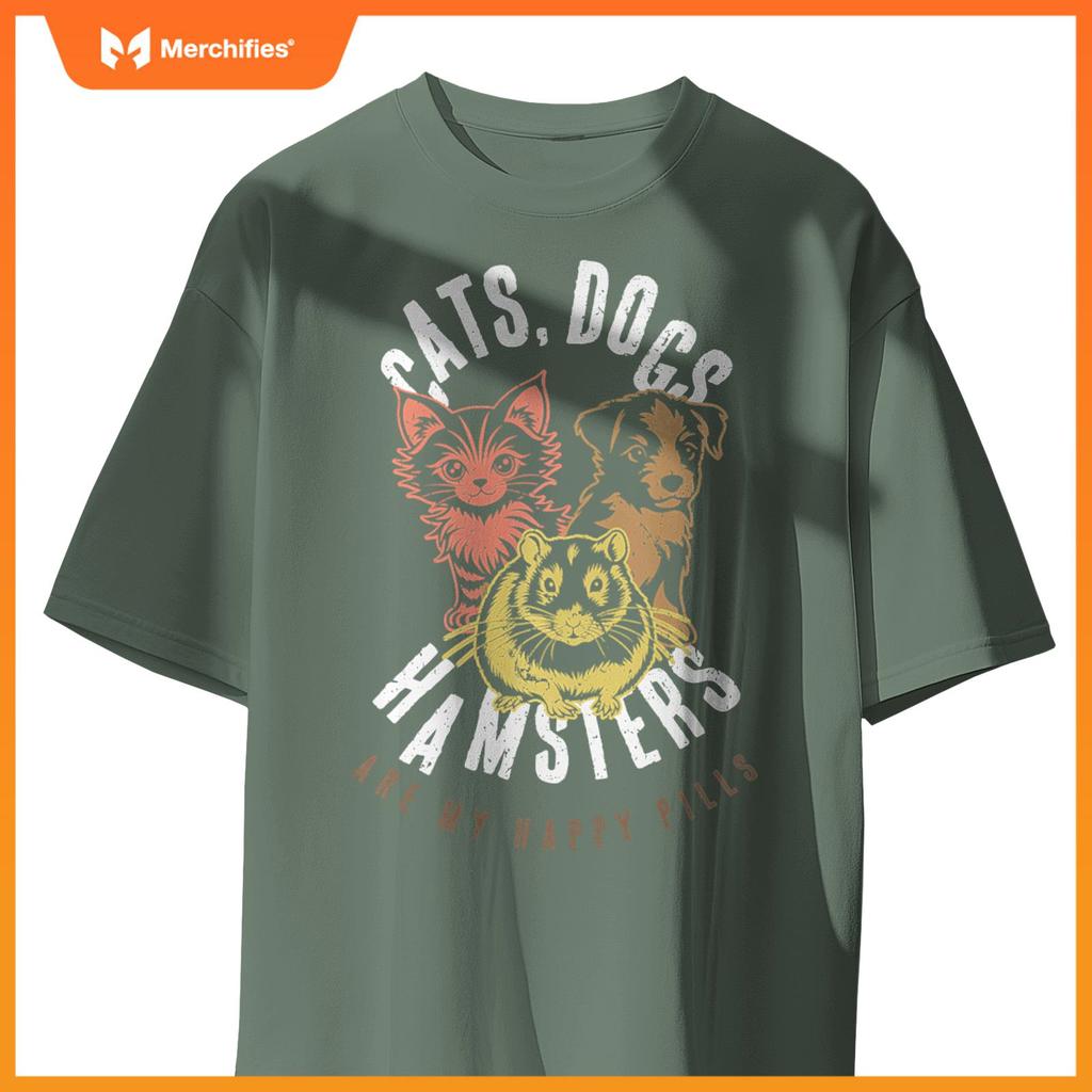 CATS DOGS HAMSTERS HAPPY PILLS PETS LOVE COLOR T-Shirt