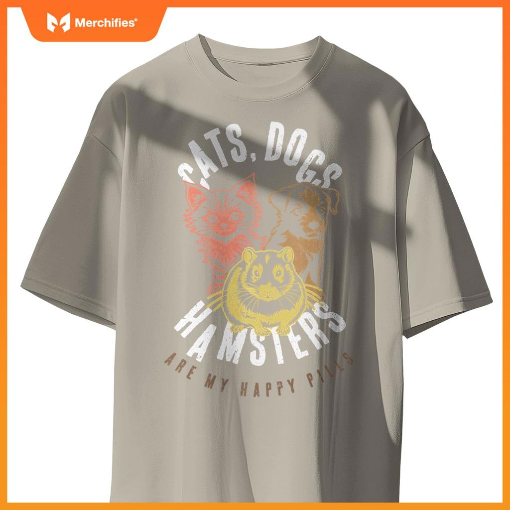 CATS DOGS HAMSTERS HAPPY PILLS PETS LOVE COLOR T-Shirt