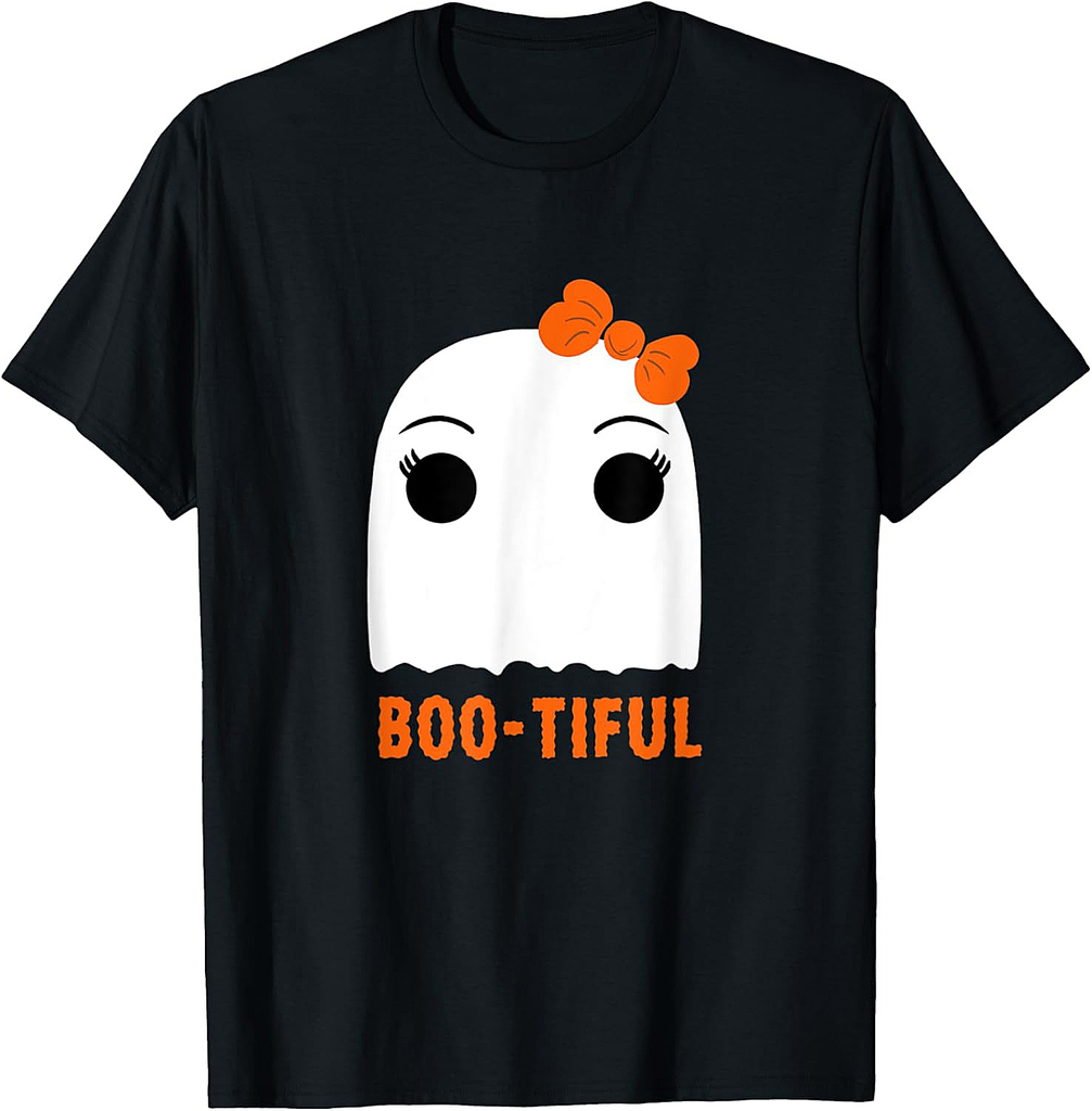 CUTE GHOST BOO-TIFUL Graphic Scary Funny Vintage Halloween T-Shirt