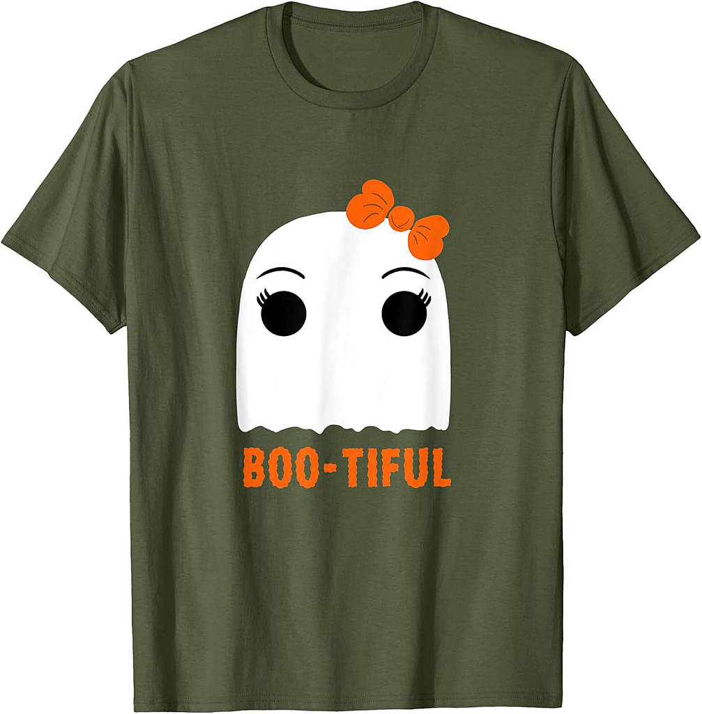 CUTE GHOST BOO-TIFUL Graphic Scary Funny Vintage Halloween T-Shirt