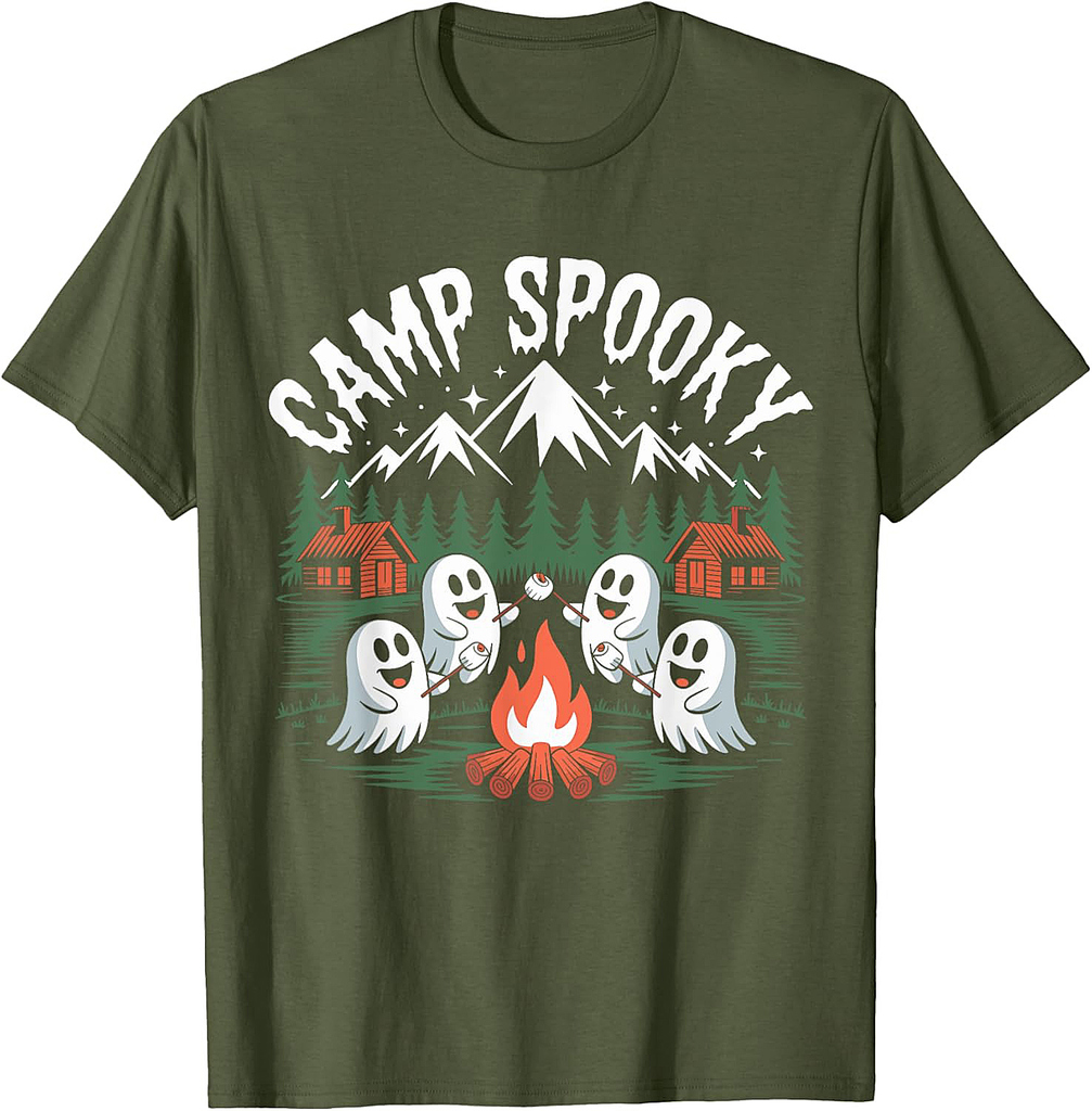 Camp Spooky Halloween Camping Hiking Men Women Kids T-Shirt