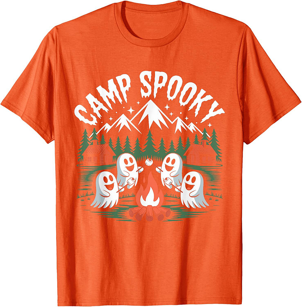 Camp Spooky Halloween Camping Hiking Men Women Kids T-Shirt