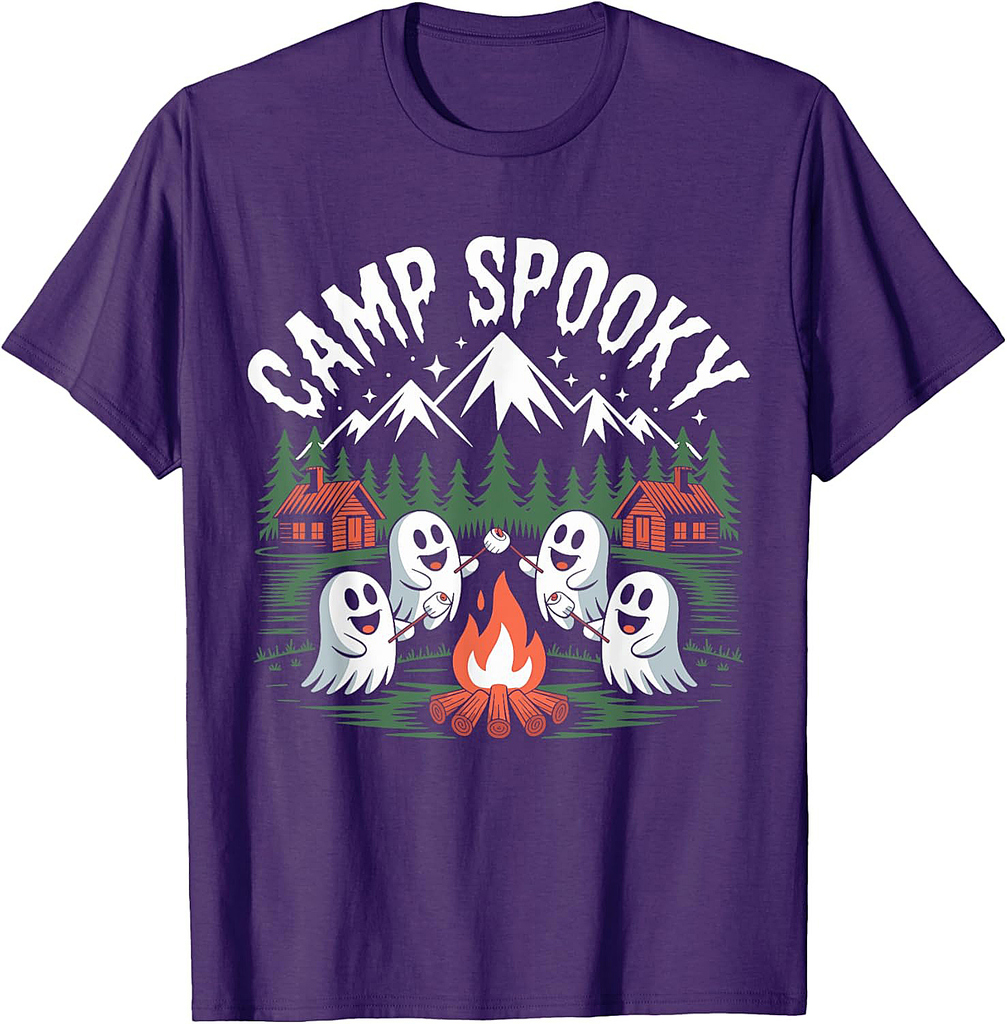 Camp Spooky Halloween Camping Hiking Men Women Kids T-Shirt