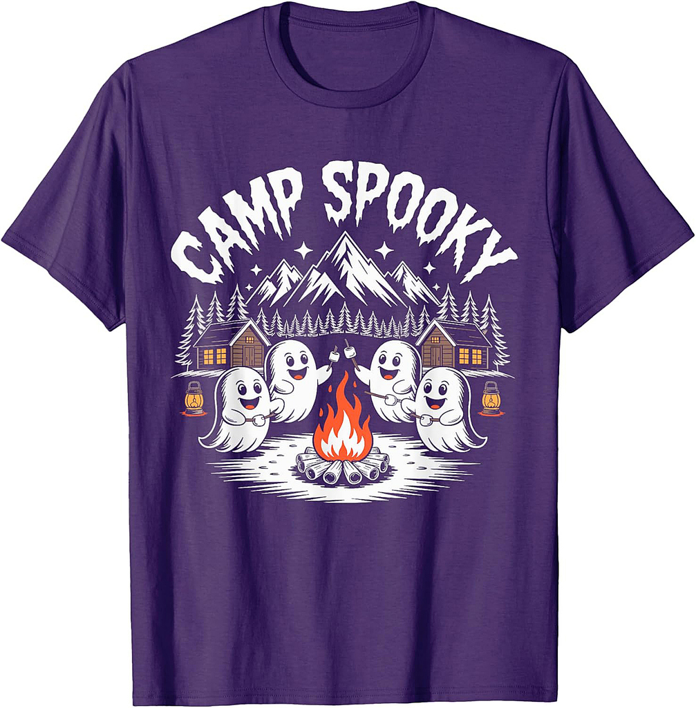 Camp Spooky Halloween Camping Hiking Men Women Kids T-Shirt