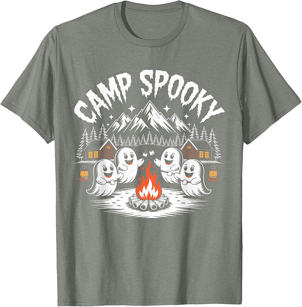 Camp Spooky Halloween Camping Hiking Men Women Kids T-Shirt