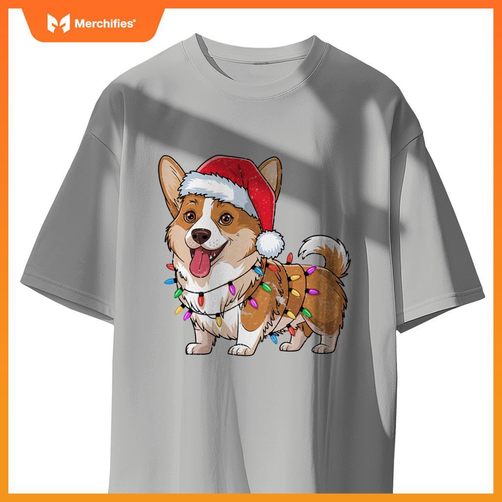 Cardigan Welsh Corgi Christmas Lights Xmas Dogs Gifts Women T-Shirt