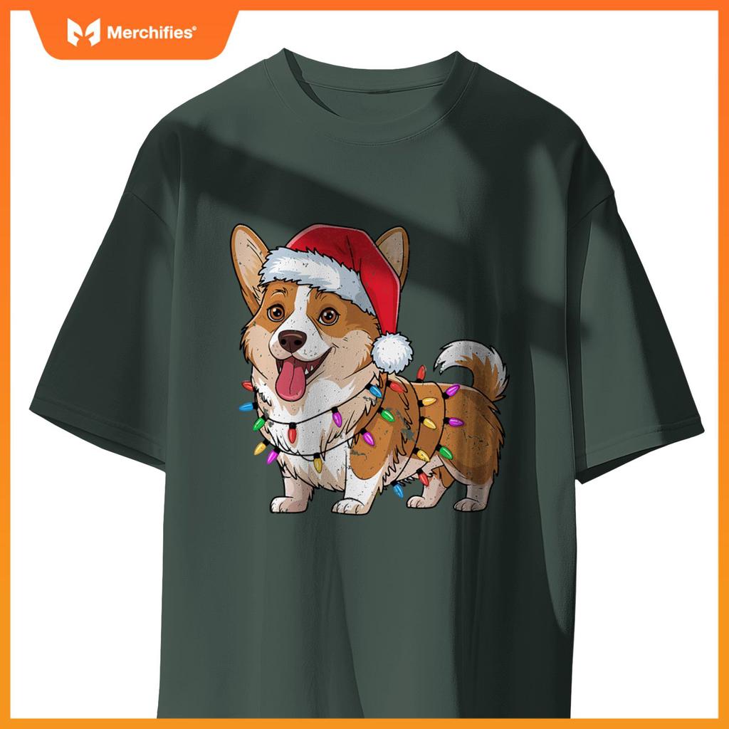 Cardigan Welsh Corgi Christmas Lights Xmas Dogs Gifts Women T-Shirt