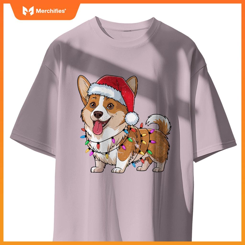 Cardigan Welsh Corgi Christmas Lights Xmas Dogs Gifts Women T-Shirt